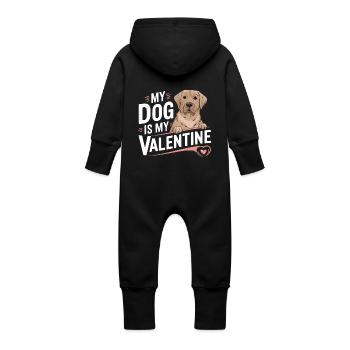 My Dog Is My Valentine | Gift for dog sweetheart - Baby Organic Sweat Overalls With Hood - black - Back