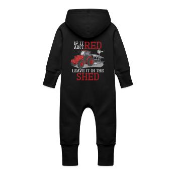 If it's not red, leave it in the shed - Baby Organic Sweat Overalls With Hood - black - Back