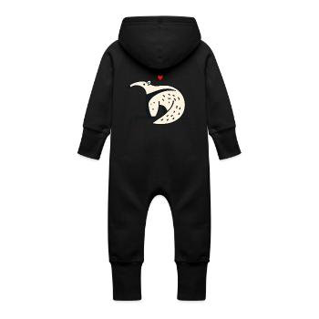 Lustiger Ameisenbär mit Herz - Baby Bio Sweat Overall mit Kapuze - Schwarz - Hinten