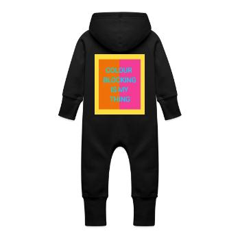 Colour Blocking - Baby Organic Sweat Overalls With Hood - black - Back