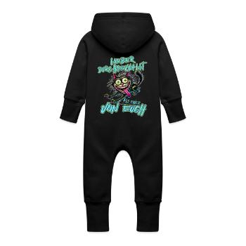 Chat Mieux fou que l’un d’entre vous - Grenouillère à capuche bio en molleton Bébé - noir - Dos