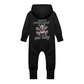 Nashorn Lieber durchgeknallt als einer von euch - Baby Bio Sweat Overall mit Kapuze - Schwarz - Hinten