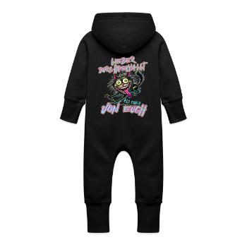 Chat fou Mieux vaut fou qu’un de - Grenouillère à capuche bio en molleton Bébé - noir - Dos