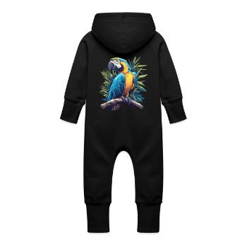 L’ère de l’ara - Grenouillère à capuche bio en molleton Bébé - noir - Dos