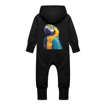 L’ère de l’ara - Grenouillère à capuche bio en molleton Bébé - noir - Dos