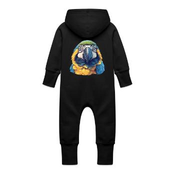 L’ère de l’ara - Grenouillère à capuche bio en molleton Bébé - noir - Dos