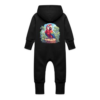 L’ère de l’ara - Grenouillère à capuche bio en molleton Bébé - noir - Dos