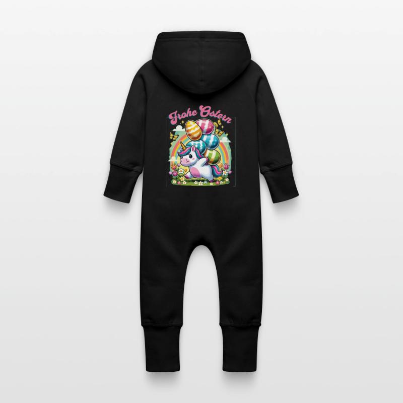 Easter Happy Easter Easter Bunny Easter Egg Spring Baby Organic Sweat Overalls With Hood