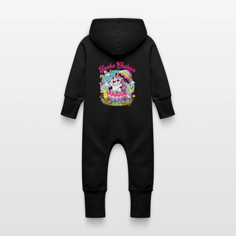 Easter Happy Easter Easter Bunny Easter Egg Spring Baby Organic Sweat Overalls With Hood