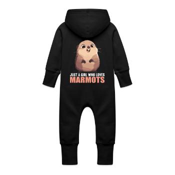 Marmots Groundhog - Baby Organic Sweat Overalls With Hood - vanilla - Back