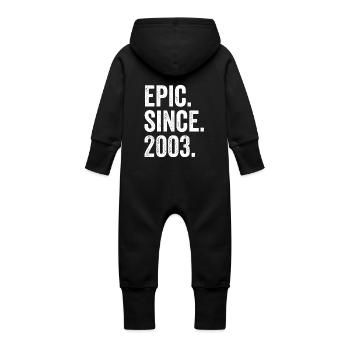 Epic Since 2003 Birth Year Birthday - Baby Organic Sweat Overalls With Hood - vanilla - Back