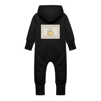 Vintage Floral Teapot Illustration Vintage Flora - Baby Organic Sweat Overalls With Hood - vanilla - Back
