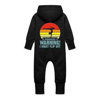 Gymnast Floor Gymnastics Acrobatics - Baby Organic Sweat Overalls With Hood - black - Back