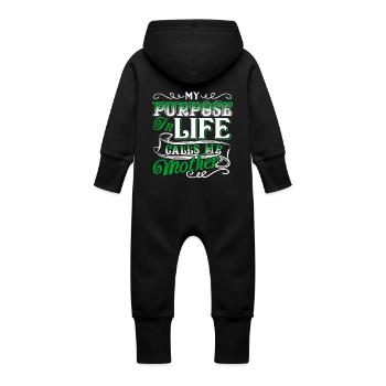 Mother's Day Mother Is My Purpose In Life - Baby Organic Sweat Overalls With Hood - vanilla - Back