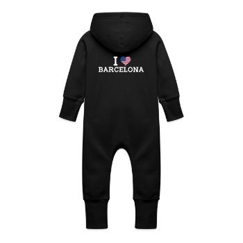 I Love Barcelona Cool Wrong Flag USA Lover Heart - Baby Bio Sweat Overall mit Kapuze - Vanille-Milchshake - Hinten