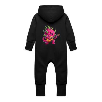 Fruit du dragon jouant de la guitare - Grenouillère à capuche bio en molleton Bébé - noir - Dos