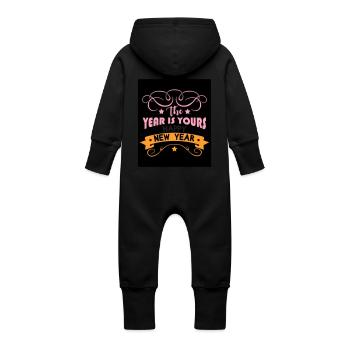 Nouvel An 9 - Grenouillère à capuche bio en molleton Bébé - noir - Dos