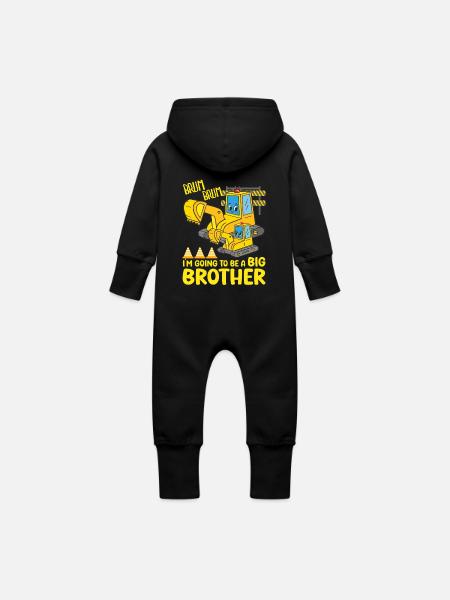Gravemaskine Barn Klar Til At Blive Storebror - Økologisk sweatshirt-overall med hætte til baby - sort