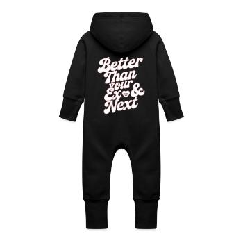 Better Than Your Ex & Next Breakup Single Party - Baby Organic Sweat Overalls With Hood - black - Back