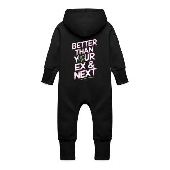 Better Than Your Ex & Next Breakup Single Party - Baby Organic Sweat Overalls With Hood - black - Back