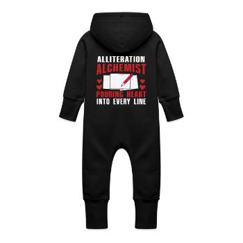 Alliteration Alchemist Poetry Slam - Baby Organic Sweat Overalls With Hood - black - Back