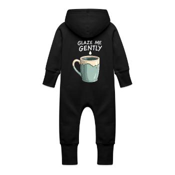 Pottery Class Clay Artist Ceramics Studio Wheel - Baby Organic Sweat Overalls With Hood - vanilla - Back