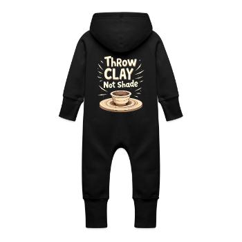 Pottery Class Clay Artist Ceramics Studio Wheel - Baby Organic Sweat Overalls With Hood - vanilla - Back