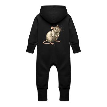 Ratten Ratte - Baby Bio Sweat Overall mit Kapuze - Schwarz - Hinten