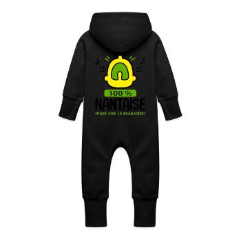 supporter Nantes football nantes nantaise Enfant - Grenouillère à capuche bio en molleton Bébé - noir - Dos