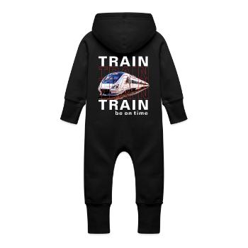ZUG TRAIN be on time - Baby Organic Sweat Overalls With Hood - black - Back