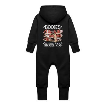 Reading Books Bookworm Librarian - Baby Organic Sweat Overalls With Hood - vanilla - Back