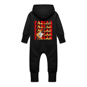 Fabien - Grenouillère à capuche bio en molleton Bébé - noir - Dos