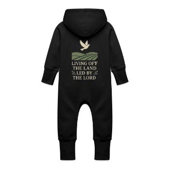 Christian Homesteader Faith Farming Lural Life - Baby Organic Sweat Overalls With Hood - black - Back