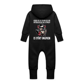 Her breathing is disturbing – Cynical cat in a noble look - Baby Organic Sweat Overalls With Hood - vanilla - Back