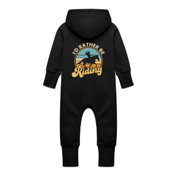 I'D Rather Be Riding - Baby Bio Sweat Overall mit Kapuze - Schwarz - Hinten