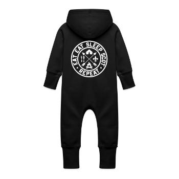 Scout Guide Scout Camping - Baby Organic Sweat Overalls With Hood - vanilla - Back