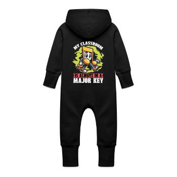 Music Teacher My Classroom Is Always Musician - Baby Organic Sweat Overalls With Hood - black - Back