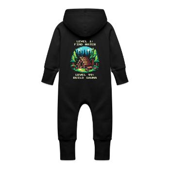 Niveau 1 : Trouver de l’eau. Niveau 99 : Construire un sauna. - Grenouillère à capuche bio en molleton Bébé - noir - Dos