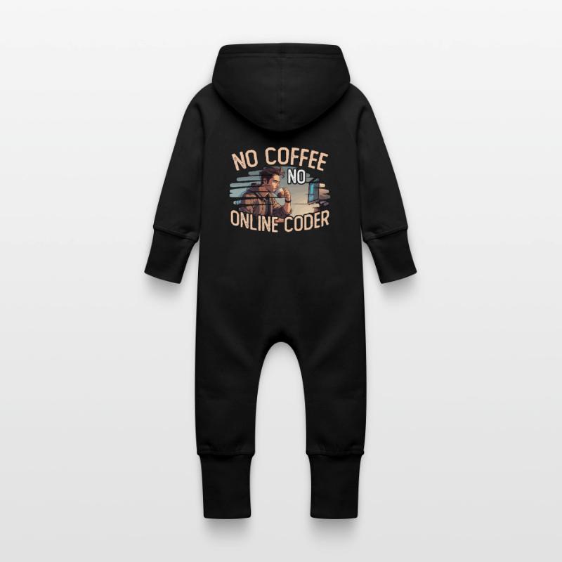 Online Coder No Coffee No Programming Coffee Lover Baby Bio Sweat Overall mit Kapuze