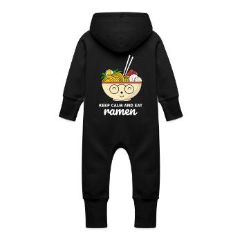 Keep Calm and Eat Ramen - Baby Bio Sweat Overall mit Kapuze - Vanille-Milchshake - Hinten
