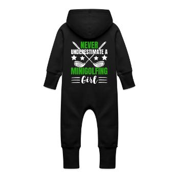 Golf Girl Design with Humor - Baby Organic Sweat Overalls With Hood - vanilla - Back