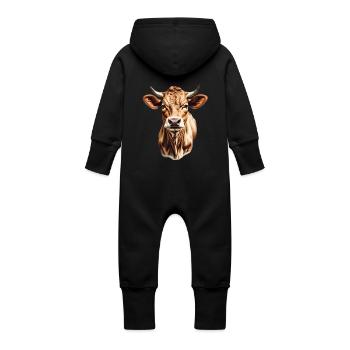 Vache brune - Grenouillère à capuche bio en molleton Bébé - noir - Dos