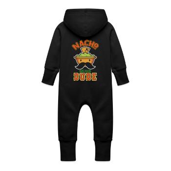 Nacho Average Dude Funny Quote Design - Baby Organic Sweat Overalls With Hood - black - Back