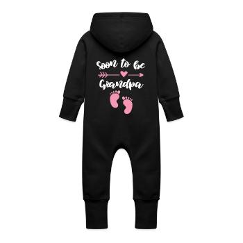 Bientôt grand-mère disant grand-mère design - Grenouillère à capuche bio en molleton Bébé - noir - Dos