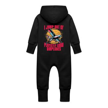 Skydiving I Jump Out Of Perfectly Base Jumping - Baby Bio Sweat Overall mit Kapuze - Schwarz - Hinten