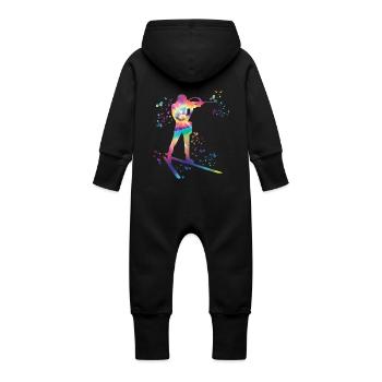 Biathlete Nordic Combined Biathlon - Baby Organic Sweat Overalls With Hood - black - Back