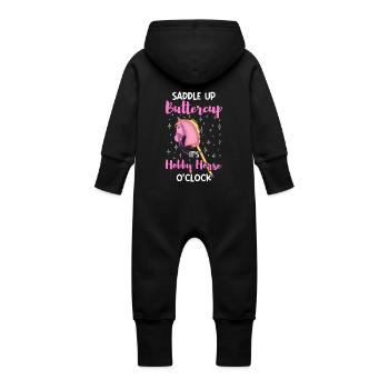 Saddle up Hobby Horse Hobby horsing - Baby Organic Sweat Overalls With Hood - vanilla - Back