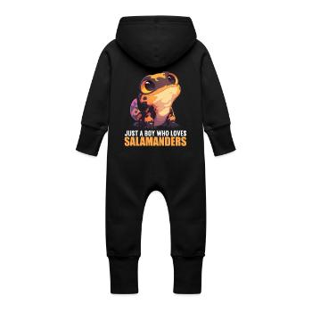 Salamandres Salamandres - Grenouillère à capuche bio en molleton Bébé - noir - Dos