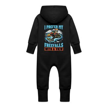 Skydiving I Prefer My Freefalls With Parachuting - Baby Organic Sweat Overalls With Hood - black - Back