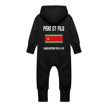 père fils papa guadeloupéen guadeloupe - Grenouillère à capuche bio en molleton Bébé - noir - Dos